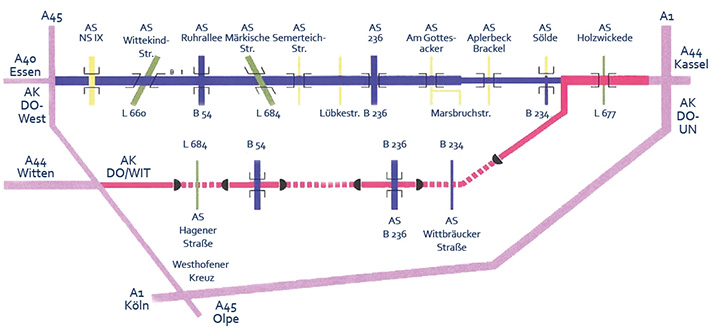 Bild 16: Eine früher verworfene Planung mit A44-Ausbau