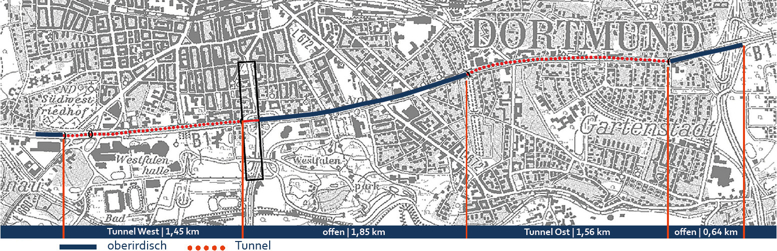 Bild 12: A40-Ausbau in Dortmund Mitte gemäß BVWP 2030